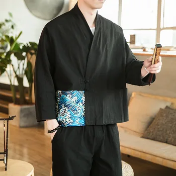 

New patchwork cardigan Jacket men thin summer cotton linen fashion handsome chinese ethnic style top coat dropshipping clothes