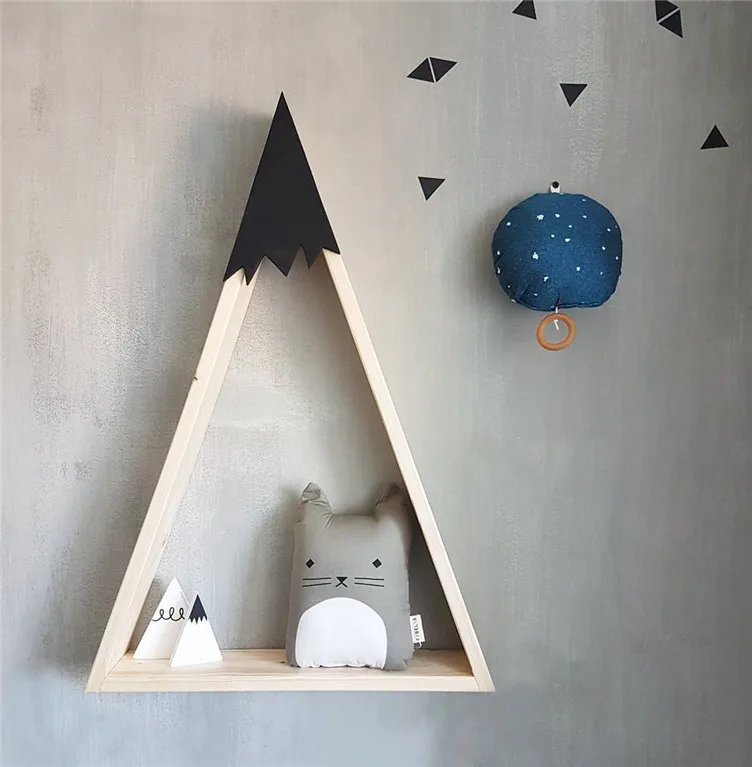 Детская комната на стене деревянная Снежная горная полка для детской комнаты Декоративные креативные деревянные держатели для хранения