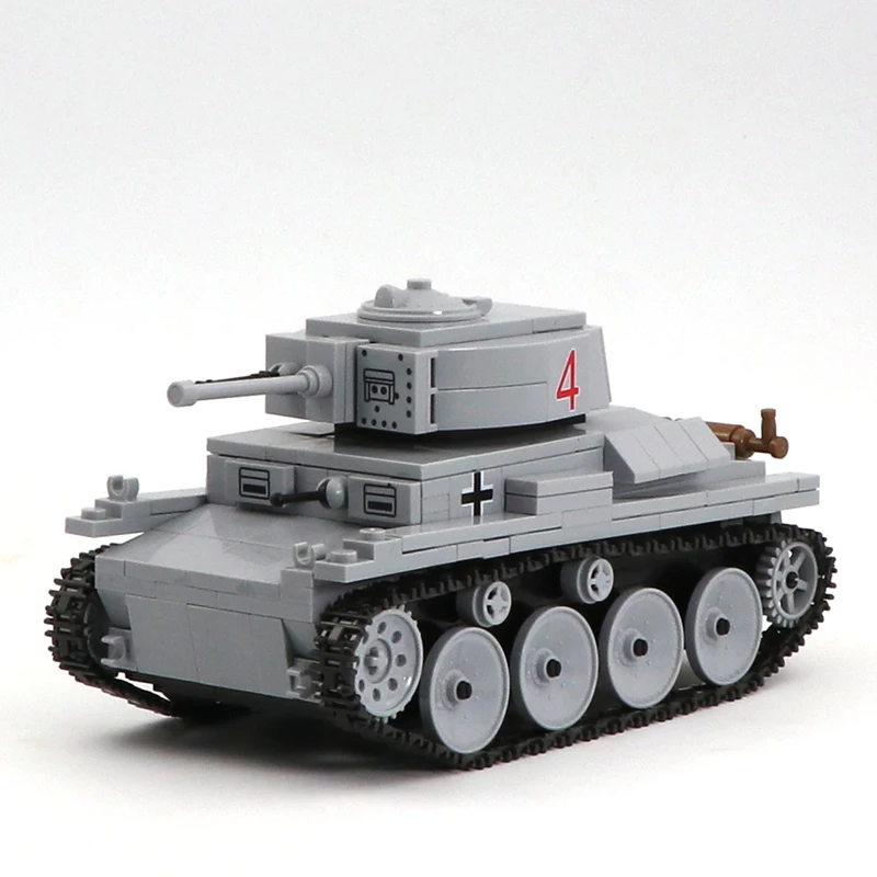  WW2 Military German LT-38 Light Tank Soldier Weapon Building Blocks WW2 Military Tank weapon access