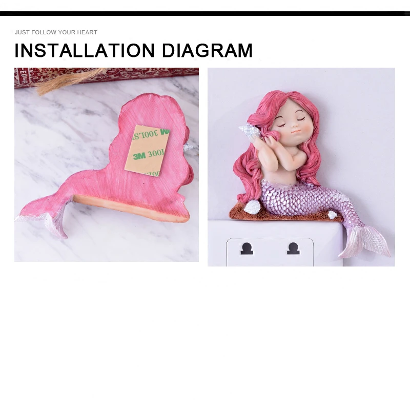 Kawaii 3D Русалка переключатель палка для розетки настенное украшение наклейки