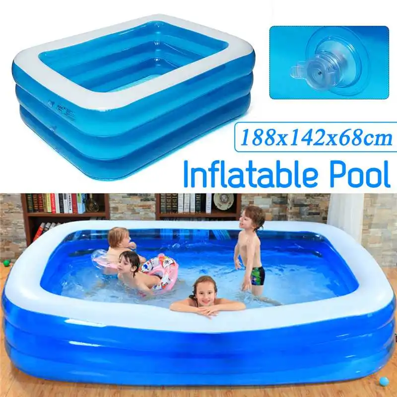 

Large Size Kids inflatable Pool 188x142x68cm Children's Home Use Paddling Pool Inflatable Square Swimming Pool Heat Preservation