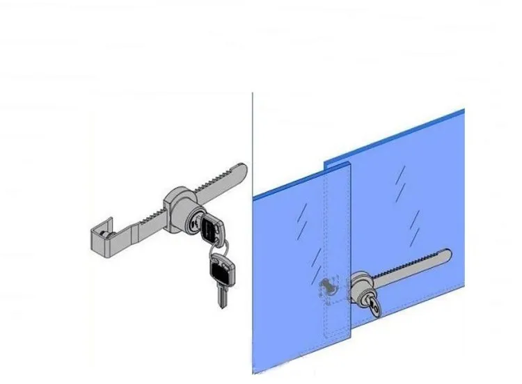 Храповой замок для стеклянной раздвижной двери выставочная витрина