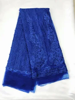 

Teal Green African Mesh Lace Fabric 2019 High Quality Embroidered Nigerian Guipure Laces Fabric With Beads For Women