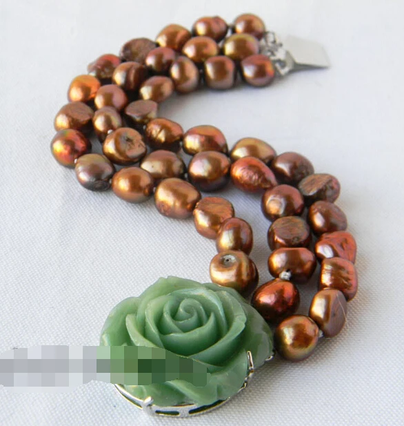

0939 3Strands Coffee Baroque Freshwater Pearl Bracelets