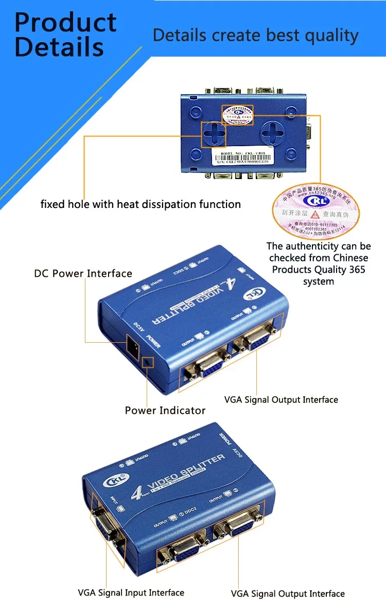 4 Порты и разъёмы vga splitter 1 в 4 из sup Порты и разъёмы S 450 мГц 2048*1536 sup Порты и разъёмы S DDC, ddc2, ddc2b ckl-1041b