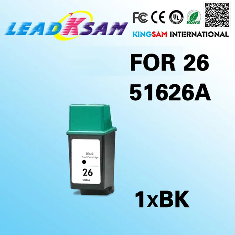 1x Black Ink Cartridge Compatible For Hp26 Replace For 26 51626a