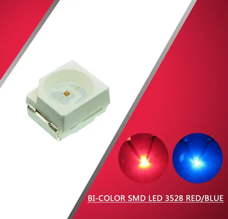 Evemodel 100 шт 3528 SMD светодиодный двухцветный красный-синий/желтый/зеленый/белый светодиодный s 1/35 модель железнодорожной железной дороги моделирование - Цвет: Red and Bule