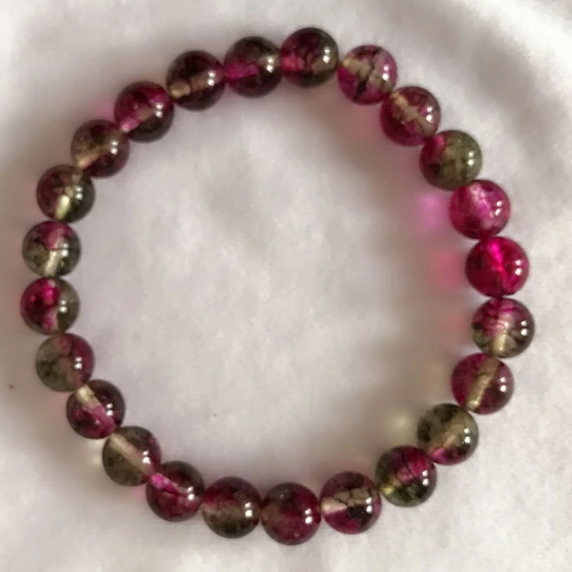 Multicolor Tourmaline Bracelet Pink Green Black Tourmaline gemstone bracelet Yoga mala