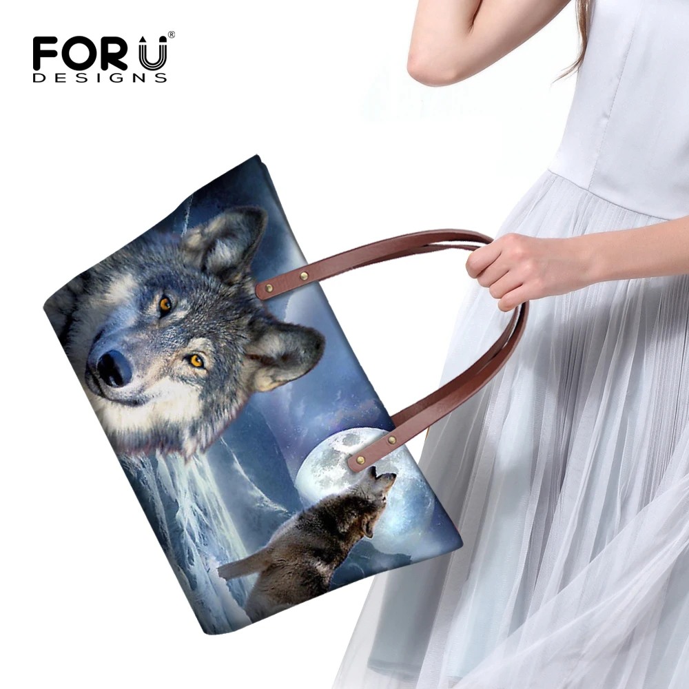 Forudesigns النساء الكتف أكياس ضوء القمر الذئب الكلب عارضة حقائب نسائية مصمم الماركات الشهيرة السيدات الأعلى مقبض الإناث أكياس