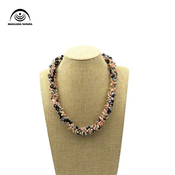 

MADALENA SARARA Elegant AA 6-7mm Baroque Freshwater Pearl Colorful Necklace Simple Style 18"