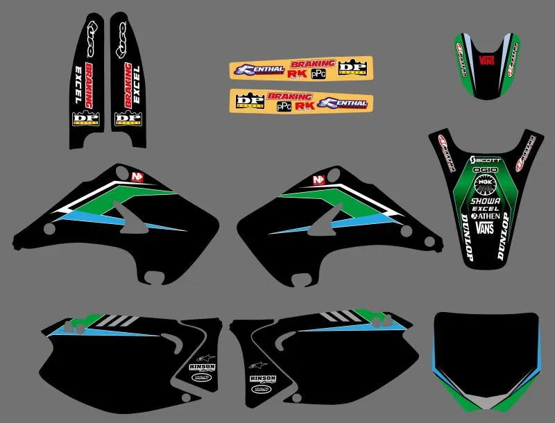 

GRAPHICS & BACKGROUNDS DECALS STICKERS Kit for Kawasaki KX125 KX250 2003 2004 05 06 07 08 09 10 11 2012 KX 125 250