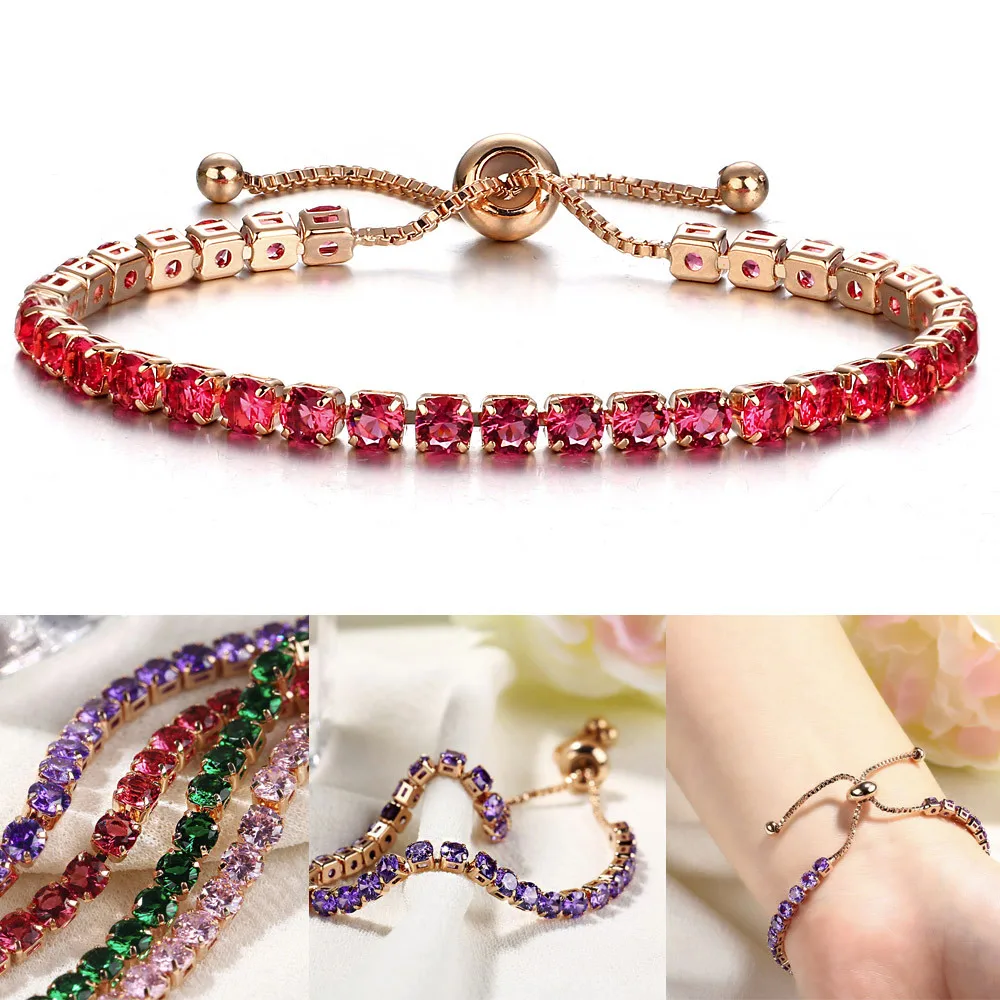 

Fashion Cubic Zirconia Tennis Bracelet & Bangle Adjustable Pulseras Mujer Charm Bracelet For Women Bridal Wedding Jewelry D#