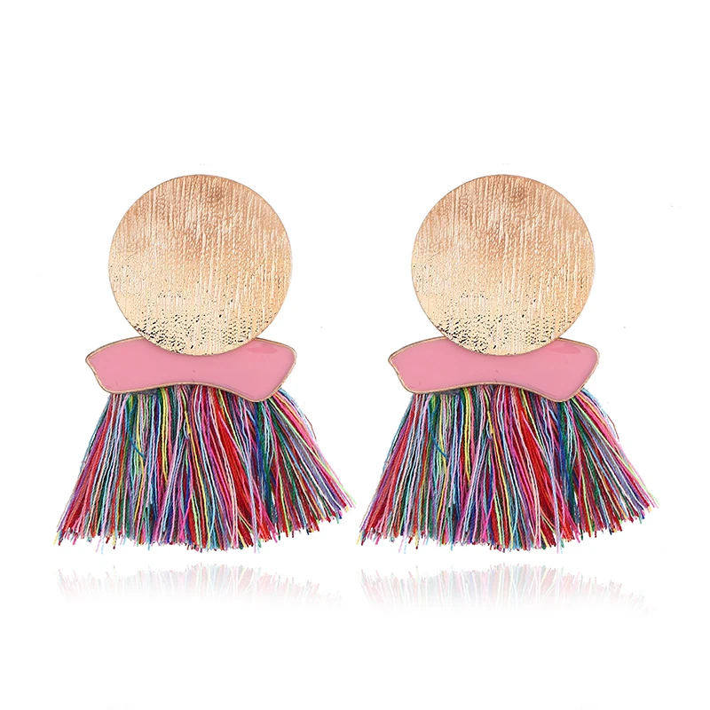 

Tassel Earrings Fashion Fine Jewelry Pendientes Mujer Moda Round Rough Metal Sequins Stud Earrings Korean Style For Women AE28