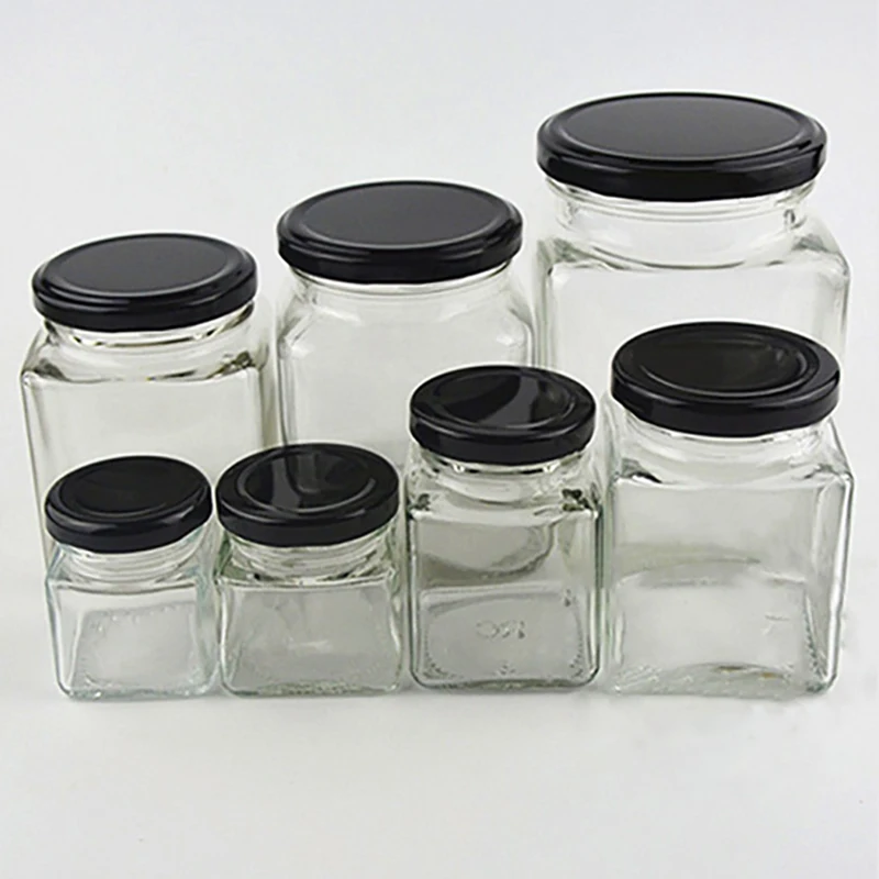 10 Stuks Glazen Pot Jar Vierkante Hexagontransparent Huis Opslag Lege Flessen Voor Moer Suger Bus Tank Ingeblikt Glas Jam jar|Opslag Flessen & Potten| - AliExpress