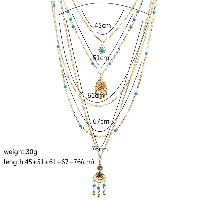 2016 Hot Sale Ethnic Bohemia Flower Necklace Women Vintage Multi Layered