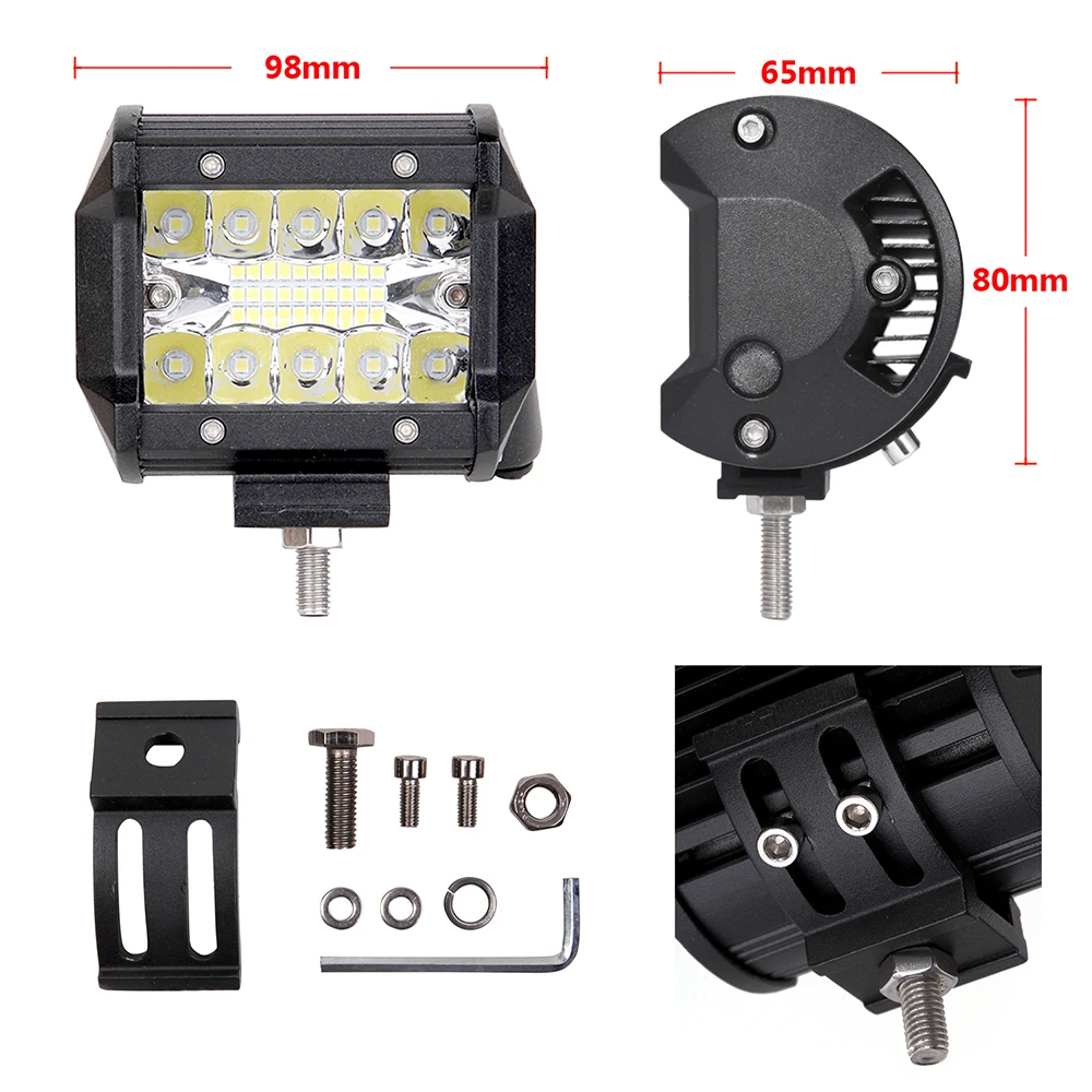 60 Вт 4 дюйма 20 светодиодный Водонепроницаемый IP67 рабочий светильник светодиодный светильник бары точечный луч для вождения Offroad Лодка автомобиль тягач 12V 24V