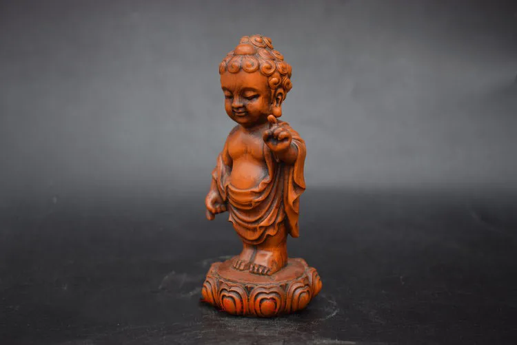 

Christmas Boxwood Carved Baby Buddha Small Shami Statuette Prince Buddha new Year