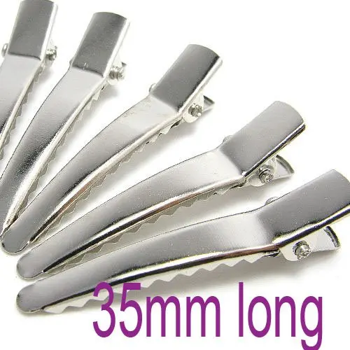 

Free shipping!!! 500piece/lot Silver tip head metal hair alligator clip 35mm