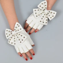 Белый красный розовый черный готический панк леди девушка сексуальный танцевальный костюм в стиле диско Вечерние кожаные короткие перчатки без пальцев