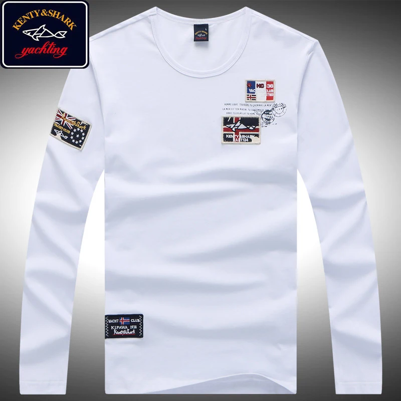 Kenty Shark Brand Clothing Men's Long Sleeve Autumn and Spring New Arrival Mens Tops Tee Tshirts 75