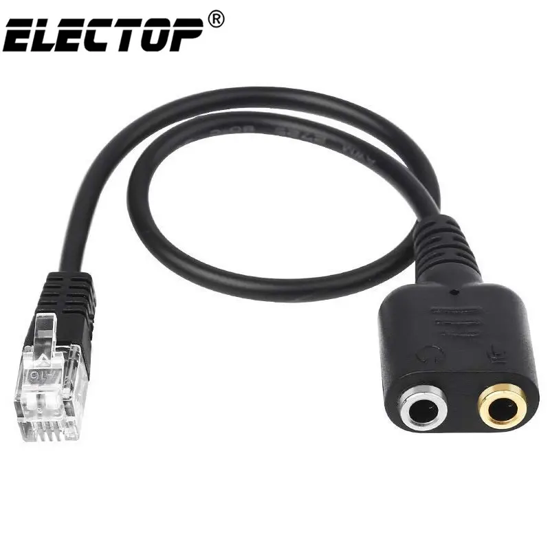 Electop جديد 1 قطعة 25 سنتيمتر المزدوج 3.5 ملليمتر الصوت جاك الإناث إلى الذكور RJ9 محول القابس محول كابل PC سماعة رأس للكمبيوتر الهاتف باستخدام