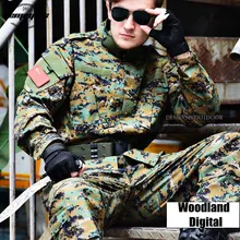 Лесной Цифровой Камуфляжный костюм, пейнтбол, комплекты одежды, армейская Военная Тактическая форма, Боевая страйкбольная униформа, куртка+ штаны