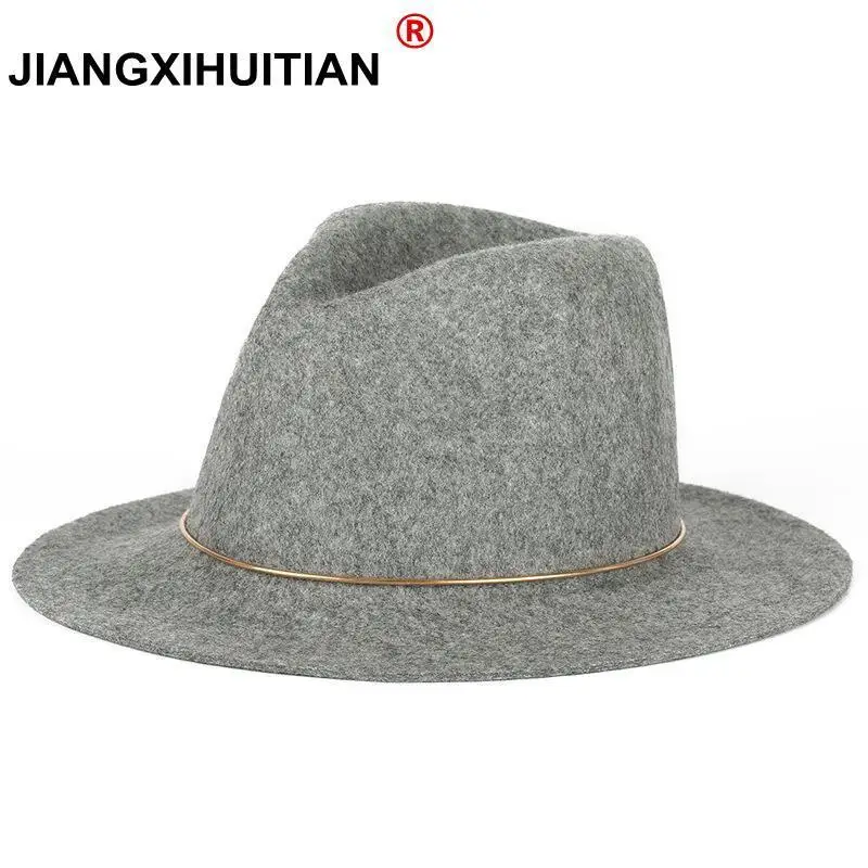 

2017 New feather Hats For Women Soft Vintage Wide Brim 100%Wool Felt Bowler Fedora Hat Floppy Cloche Women's Large Hat Cap
