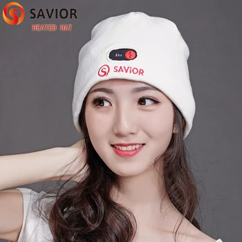 

Savior heating hat keep warm winter outdoor sports heat therapy caps quick heating head warmer 3 levels control women white 2017