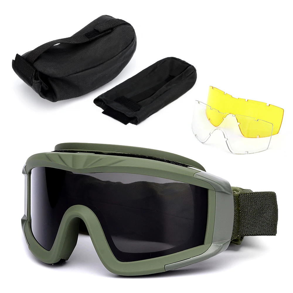 

Outdoor Military Goggles UV400 Protective Goggles Dustproof Cycling Training CS Gaming Goggles Eyewear 2 Interchangeable Lens