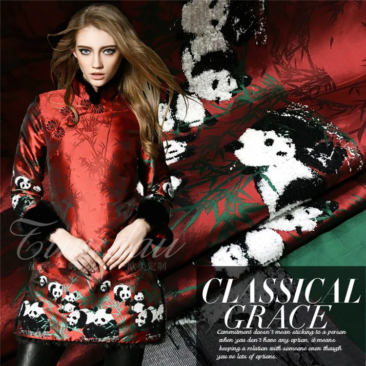 

Three-dimensional fuzzy panda positioning jacquard fabrics fashion apparel spring, summer, autumn dress fabrics/100cm*160cm