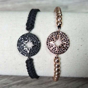 

10 Pcs Micro Pave CZ Turkish Style Connector Charm & Round Beads Bracelet Braided Macrame handcraft Jewelry Xmas Gift BG126