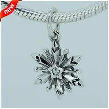 Подходит для Pandora Braclets Замороженные Снежинка талисманы с Ясно фианит 925 пробы серебро бусины
