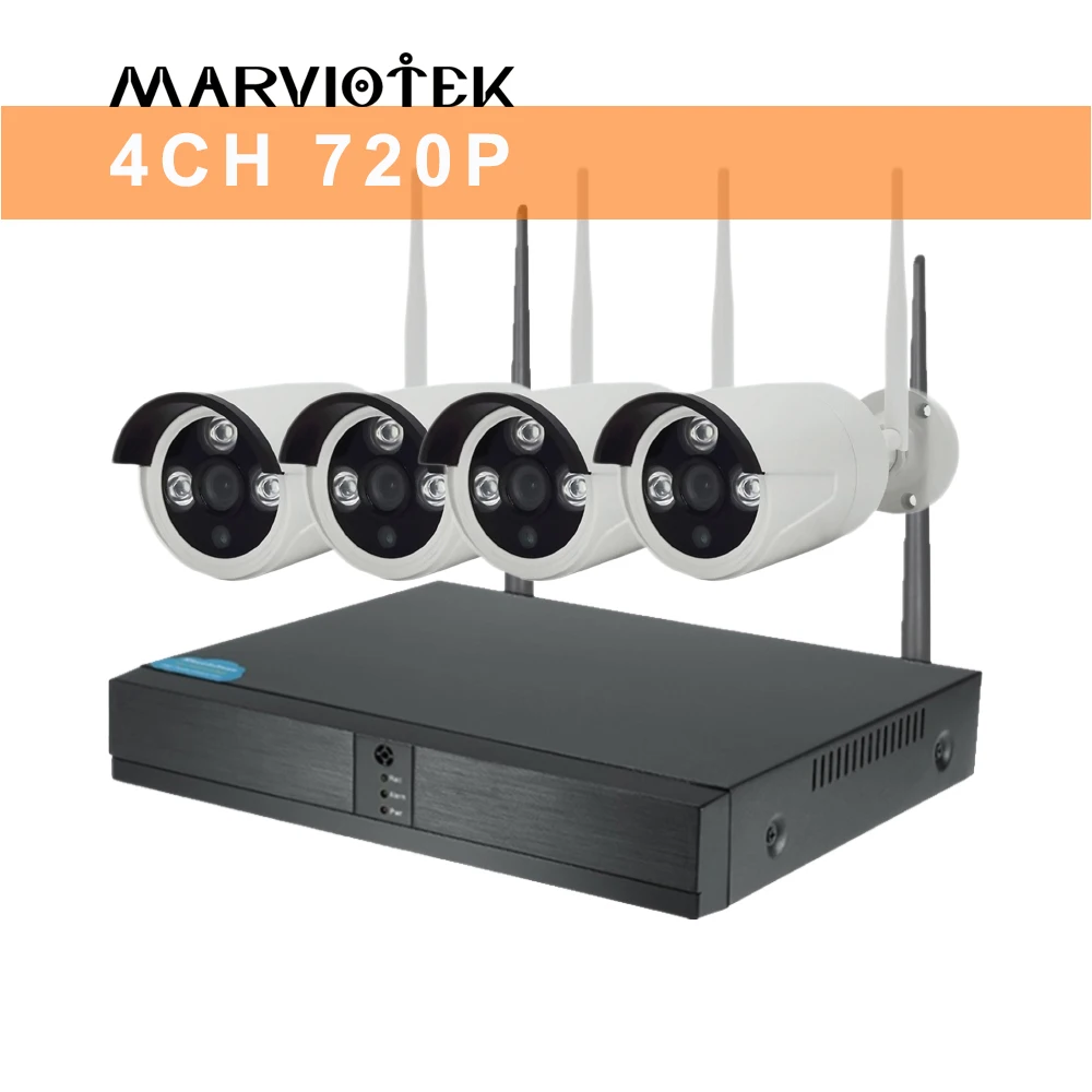 Camara, ip, wifi, nvr, комплект, ONVIF, 4CH, CCTV камера, система, беспроводная система видеонаблюдения, wifi, камера безопасности, система, наборы, для улицы - Цвет: 720P 4CH NVR Kits