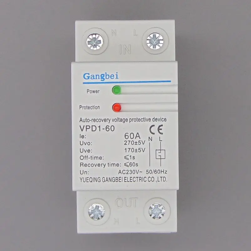 VPD1-60A 230V Din rail automatic recovery reconnect over voltage and under voltage protective device protector protection relay цена VPD1-60A 230V Din rail automatic recovery reconnect over voltage and under voltage protective device protector protection relay цены онлайн