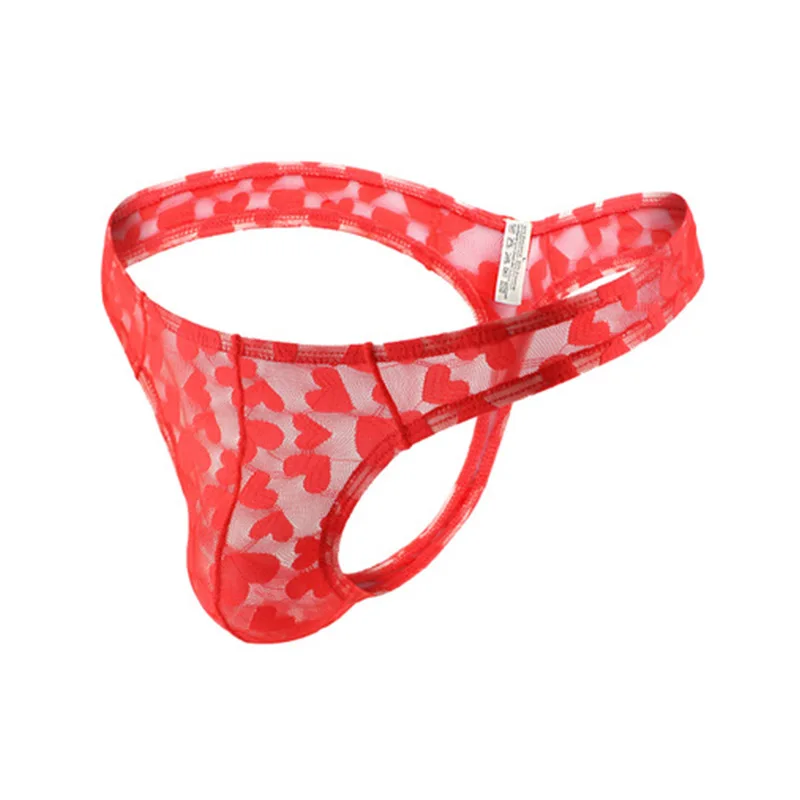Men Underwear Briefs Cuecas Male Panties G String And Thongs Gay Mens Underwear Mesh Heart Sexy Breathable Male Underpants Penis