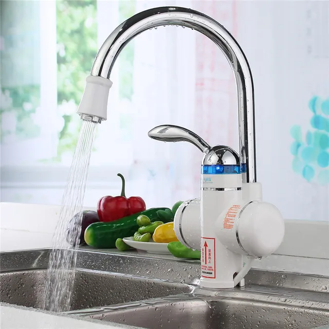 Cheap 304 Stainless Steel ABS Plastic Water Digital Instant Tankless Electric Heater Faucet Kitchen Heating Tap AU Plug Deck Mounted