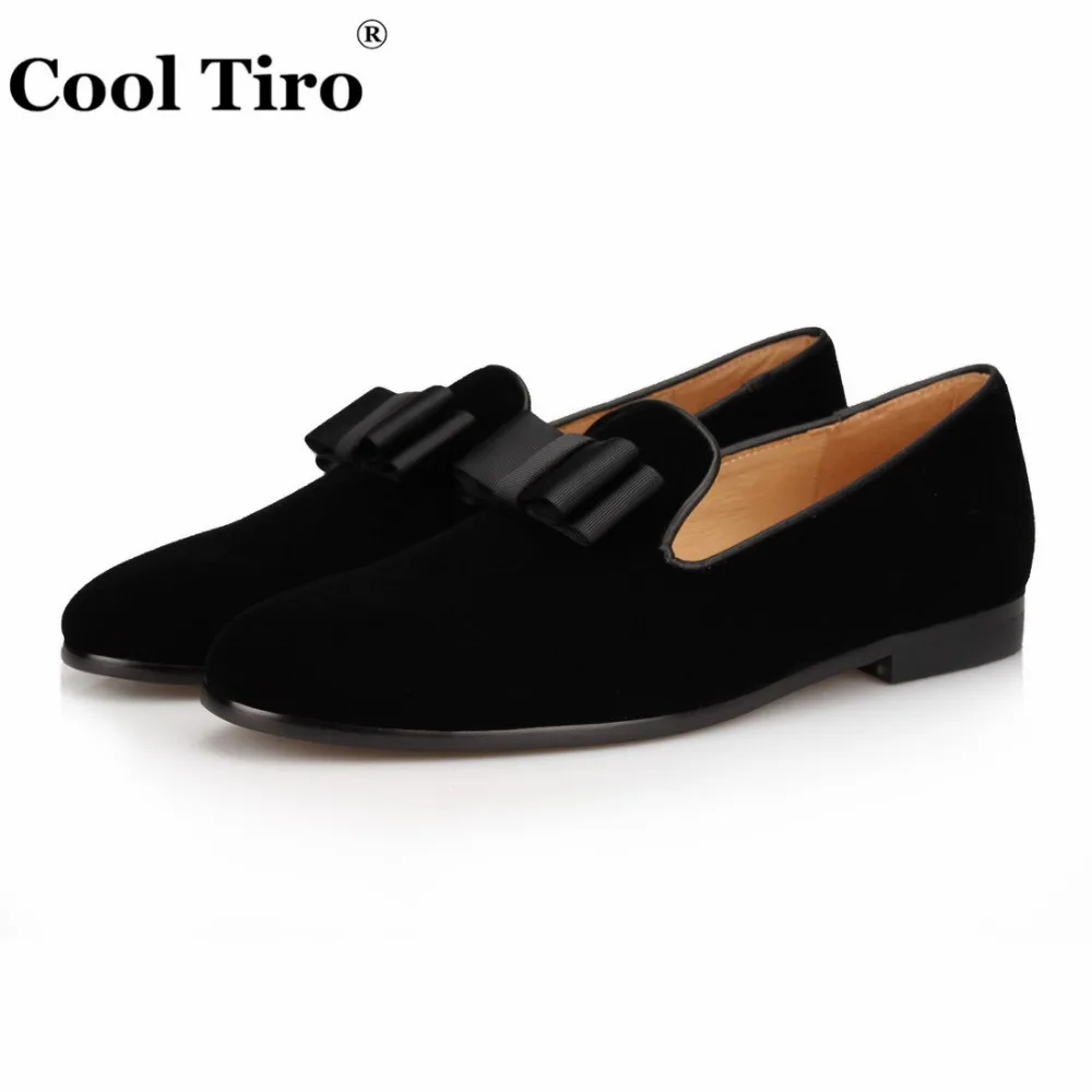 Black Velvet Loafers With Bow Slippers Men Moccasins (3)