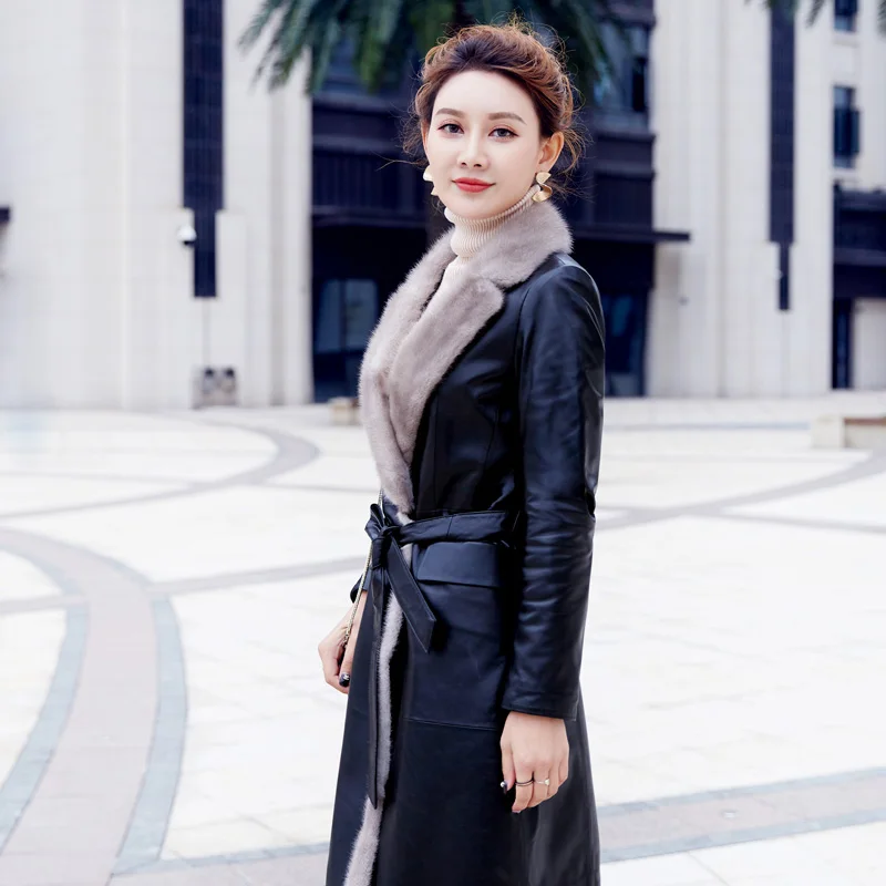 brown Nouveau Veste Manteau Hp361 Femme Le Véritable Peau Mouton Manteaux Black En Femmes De 2019 Long Bas Tempérament Cuir Chaud Mince Vers Coton qPqFRHAB