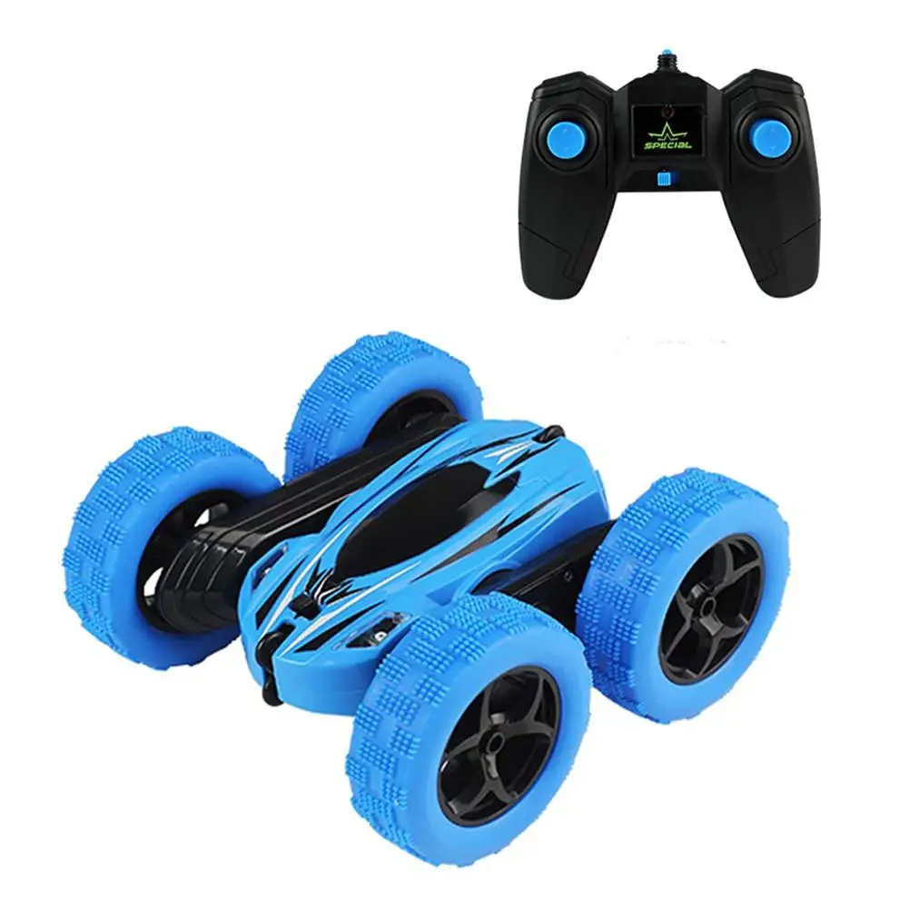 360 градусов вращающийся двухсторонний RC трюк автомобиль с светильник 1:24 модельная игрушка для детей игрушечные машинки RC подарки для детей - Цвет: blue