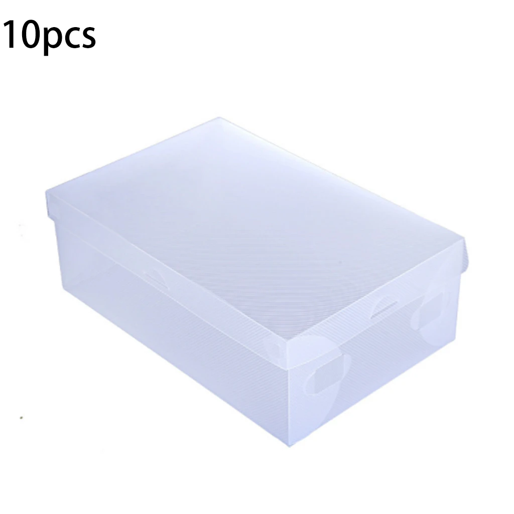 10pcs Plastic Shoe Box Transparent Shoe Box Storage Box Foldable Shoes Case Holder Shoebox Transparent Shoes Organizer Boxes