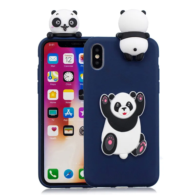 3D Милый Панда Единорог кактус силиконовый чехол для телефона для Funda iPhone 11 Pro XS Max X XR 6 6S 7 8 Plus 5 5S SE чехол для женщин и детей