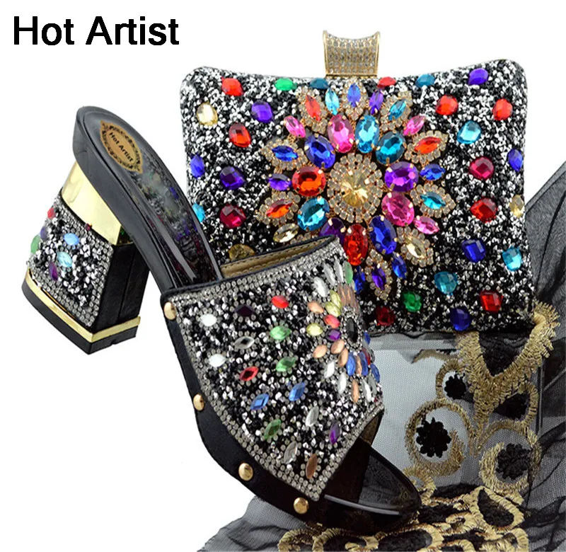 

Nigerian Style Applique Woman Shoes And Bag Set Latest Italian Strang Heels Shoes And Bag Set For Evening Party Free Shipping