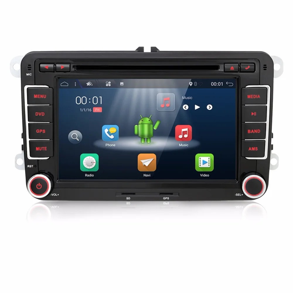 Excellent Autoradio Double 2Din Android 7.1 Car radioStereo DVD Player Radio GPS Sat Nav NAVI WIFI for Golf Jetta Passat vw polo Bluetooth 1