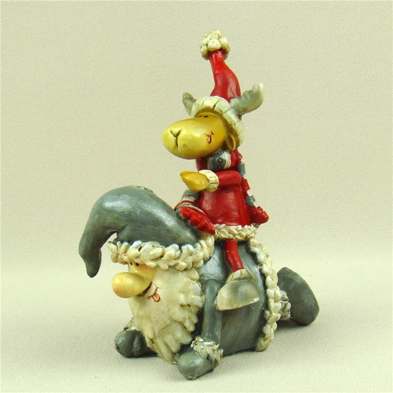 Whimsical Santa Claus Figurine Handmade Resin Reindeer ...