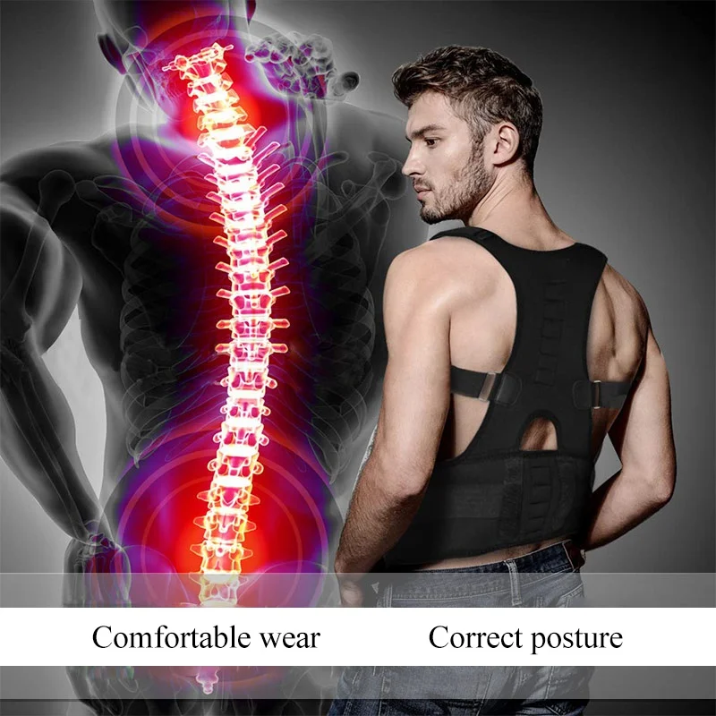 

1PCS Men Women Shoulder Back Magnets Posture Corrector Back Support Brace Humpback Postural Correction Belt Chiropractic Vest