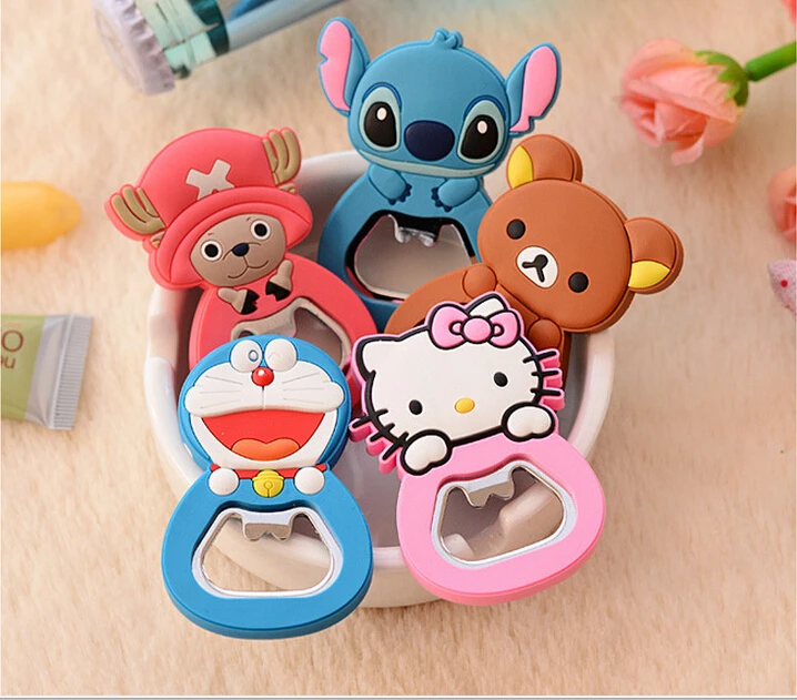 

Fashion Cartoon Cute Doraemon Hello Cat Stitch Bear Fridge Magnets With Opener Friend Business Souvenir Magnetic Sticker TZ06