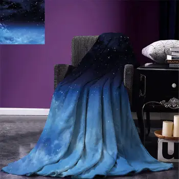 

Night Sky Blanket Ombre Colored Nebula Space Clouds and Dot Like Stars Image Warm Microfiber Blankets for Beds