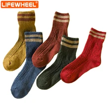 LifeWheel женские хлопковые носки деловые повседневные модные носки спортивные осенние зимние носки до середины икры 5 пар/Лот