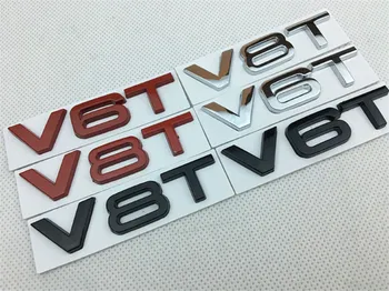 

DIY 3D Car Sticker V6T V8T Emblem Badge Rear Tail Trunk Side Decal Universal Black / Red / Silver
