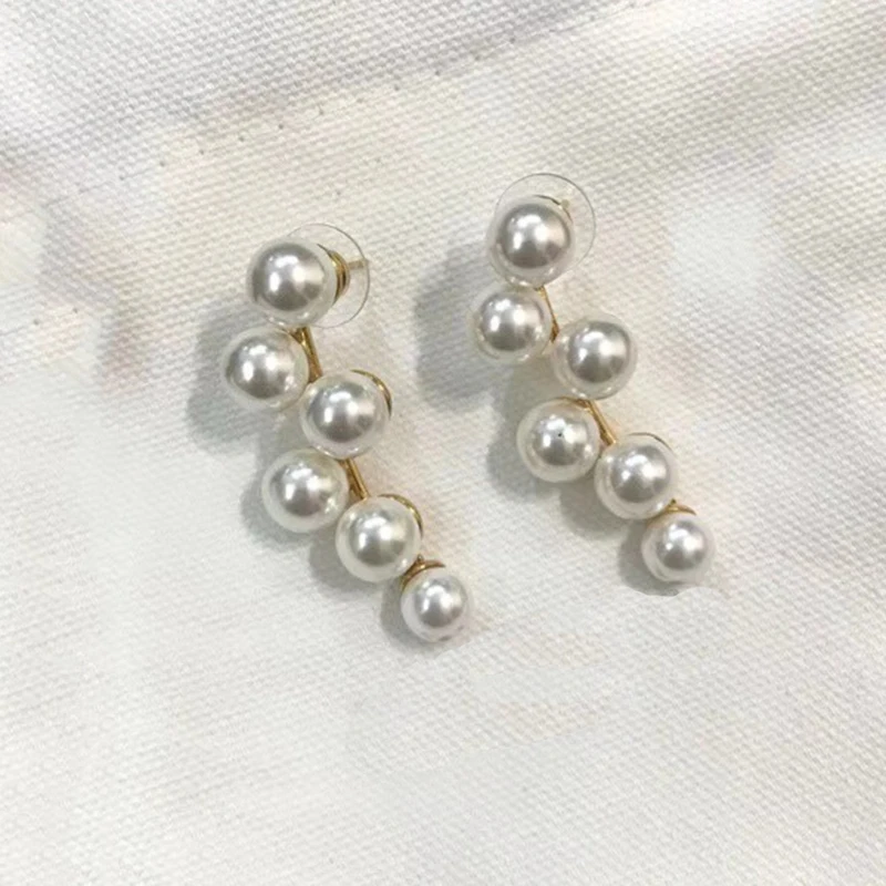 

elegant round white pearl earring trendy women drop earrings jewelry gift
